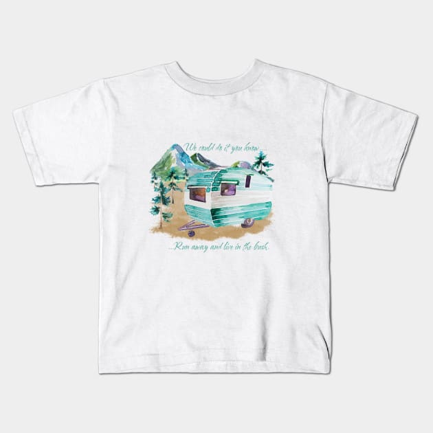 Watercolor Retro Vintage Camper Caravan Kids T-Shirt by FreeSpiritedNomads